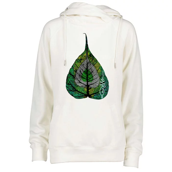 Buddha Meditation Bodhi Leaf Unalome Womens Funnel Neck Pullover Hood