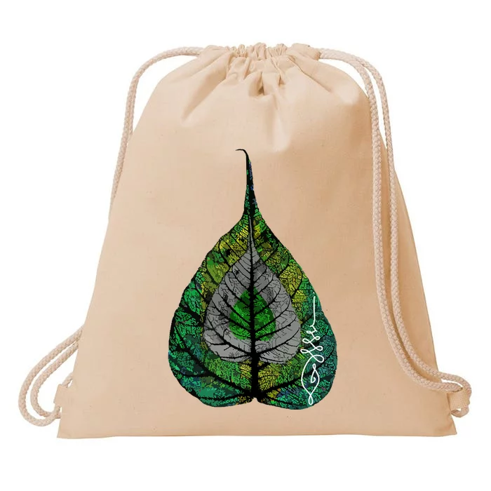 Buddha Meditation Bodhi Leaf Unalome Drawstring Bag