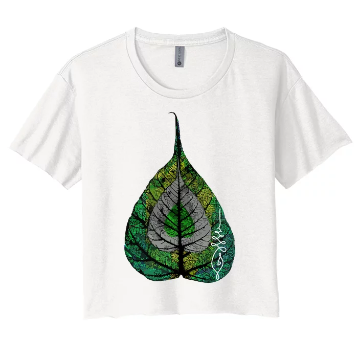 Buddha Meditation Bodhi Leaf Unalome Women's Crop Top Tee