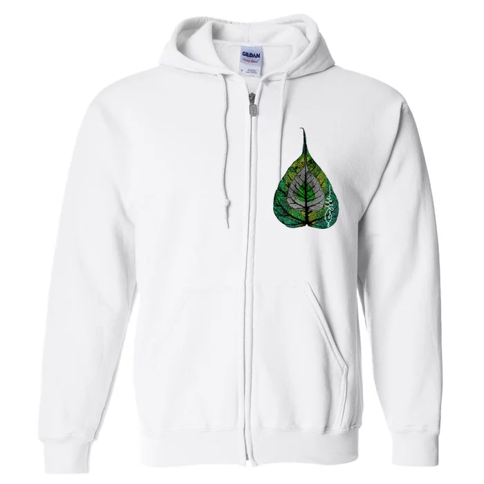 Buddha Meditation Bodhi Leaf Unalome Full Zip Hoodie