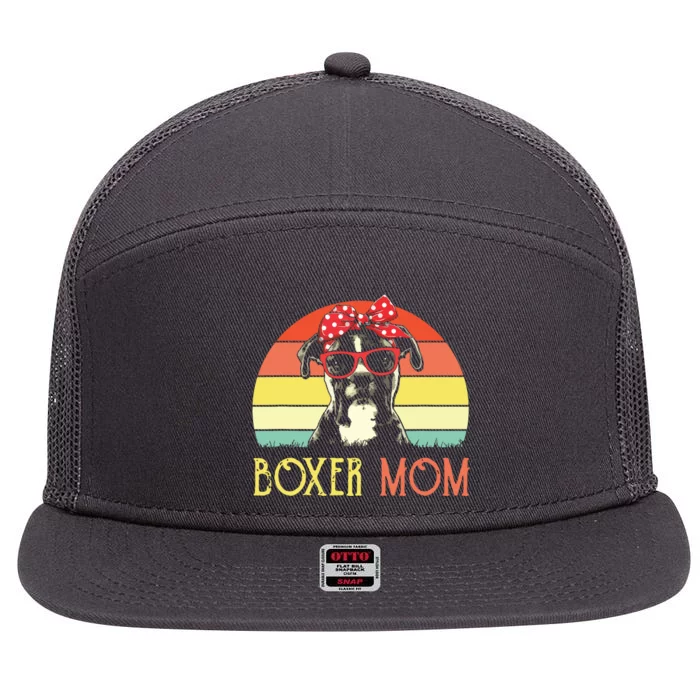 Boxer Mom Boxer Dog Mom Lover Gift Vintage Retro 7 Panel Mesh Trucker Snapback Hat