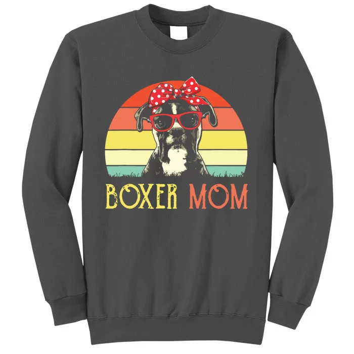 Boxer Mom Boxer Dog Mom Lover Gift Vintage Retro Tall Sweatshirt