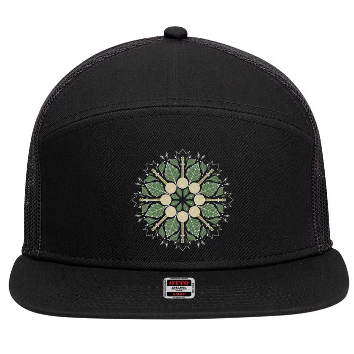 Banjo Mandala Bluegrass Mindfulness & Nature Graphic 7 Panel Mesh Trucker Snapback Hat