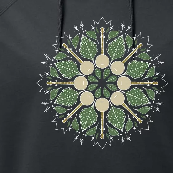 Banjo Mandala Bluegrass Mindfulness & Nature Graphic Performance Fleece Hoodie