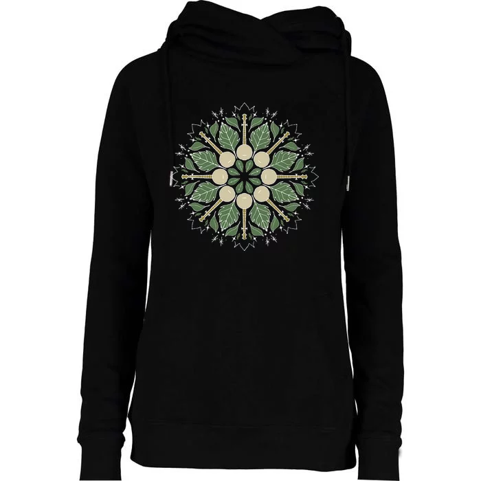 Banjo Mandala Bluegrass Mindfulness & Nature Graphic Womens Funnel Neck Pullover Hood