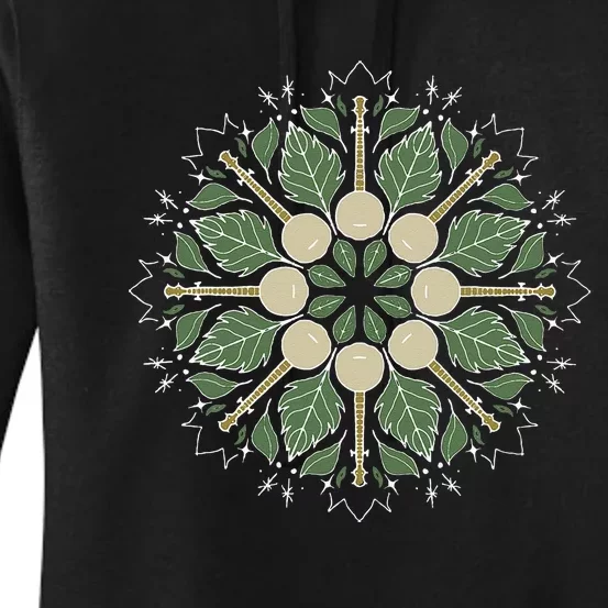 Banjo Mandala Bluegrass Mindfulness & Nature Graphic Women's Pullover Hoodie