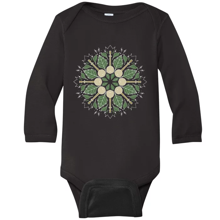 Banjo Mandala Bluegrass Mindfulness & Nature Graphic Baby Long Sleeve Bodysuit