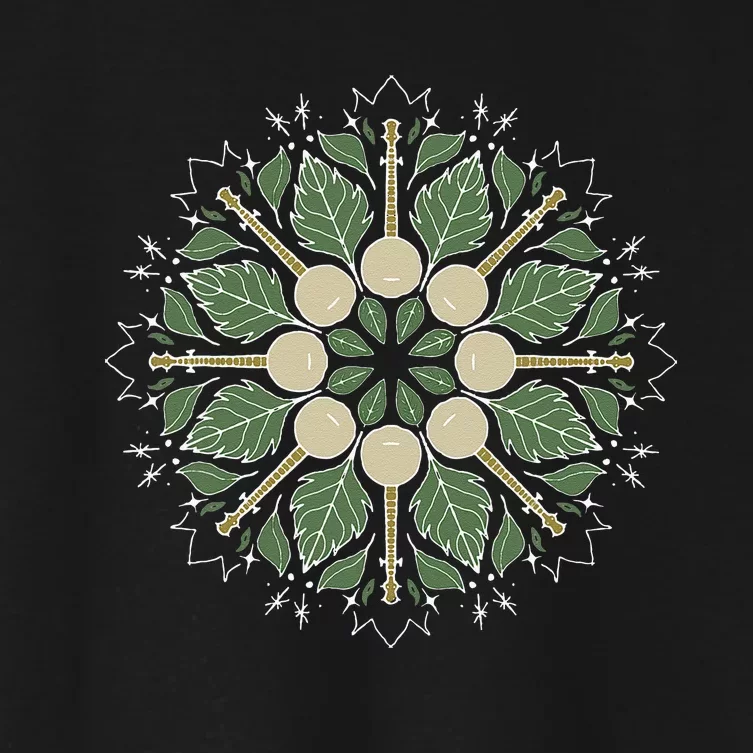 Banjo Mandala Bluegrass Mindfulness & Nature Graphic Women's Crop Top Tee