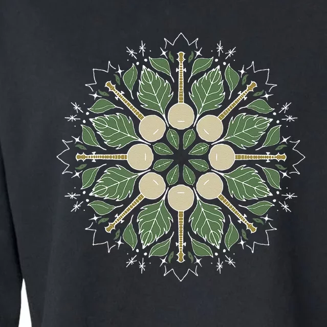 Banjo Mandala Bluegrass Mindfulness & Nature Graphic Cropped Pullover Crew