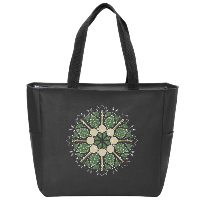 Banjo Mandala Bluegrass Mindfulness & Nature Graphic Zip Tote Bag