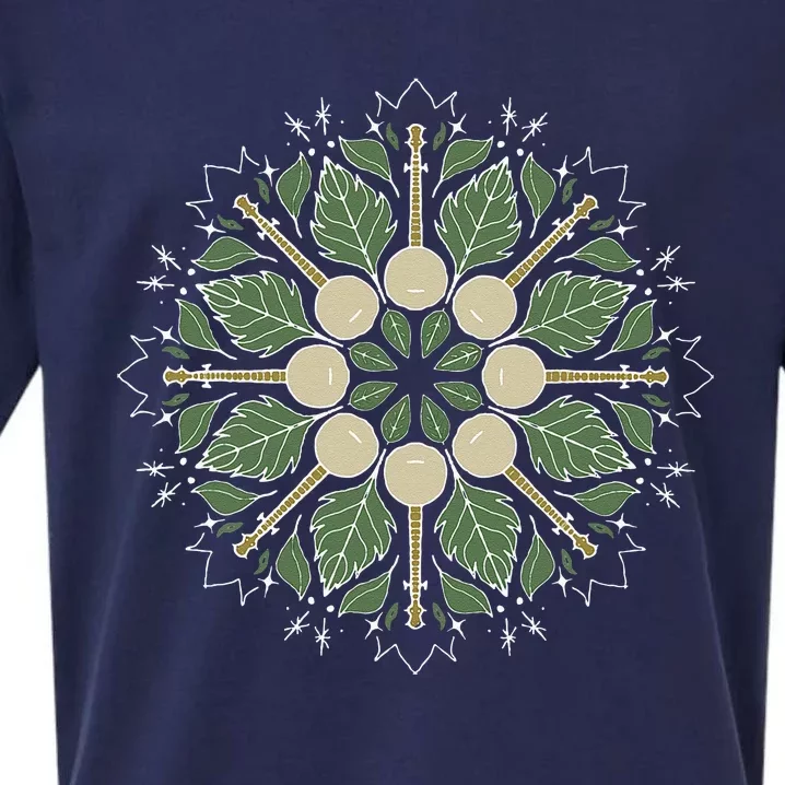 Banjo Mandala Bluegrass Mindfulness & Nature Graphic Sueded Cloud Jersey T-Shirt