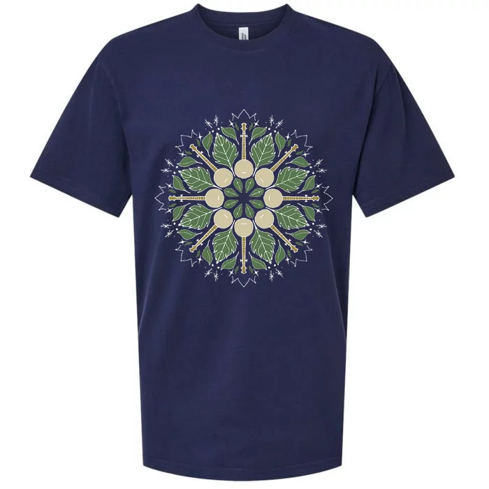 Banjo Mandala Bluegrass Mindfulness & Nature Graphic Sueded Cloud Jersey T-Shirt