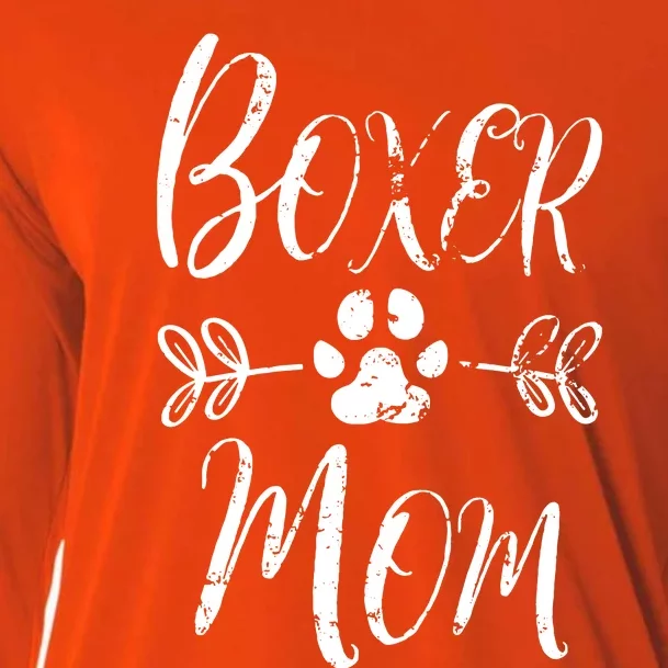 Boxer Mom Boxer Dog Lover Owner Funny Boxer Dog Mom Cooling Performance Long Sleeve Crew