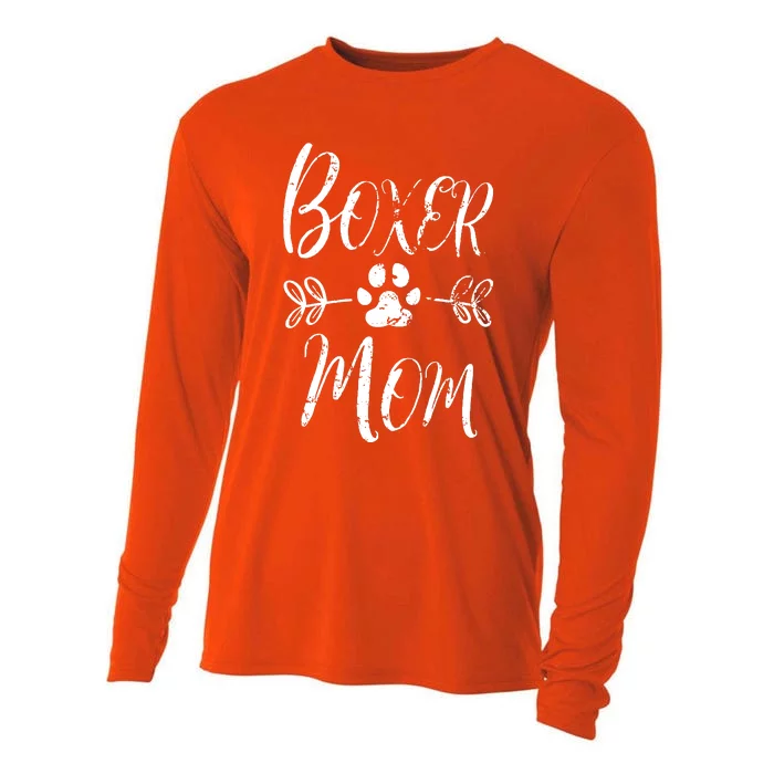 Boxer Mom Boxer Dog Lover Owner Funny Boxer Dog Mom Cooling Performance Long Sleeve Crew