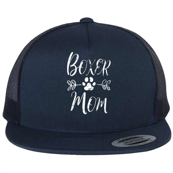 Boxer Mom Boxer Dog Lover Owner Funny Boxer Dog Mom Flat Bill Trucker Hat