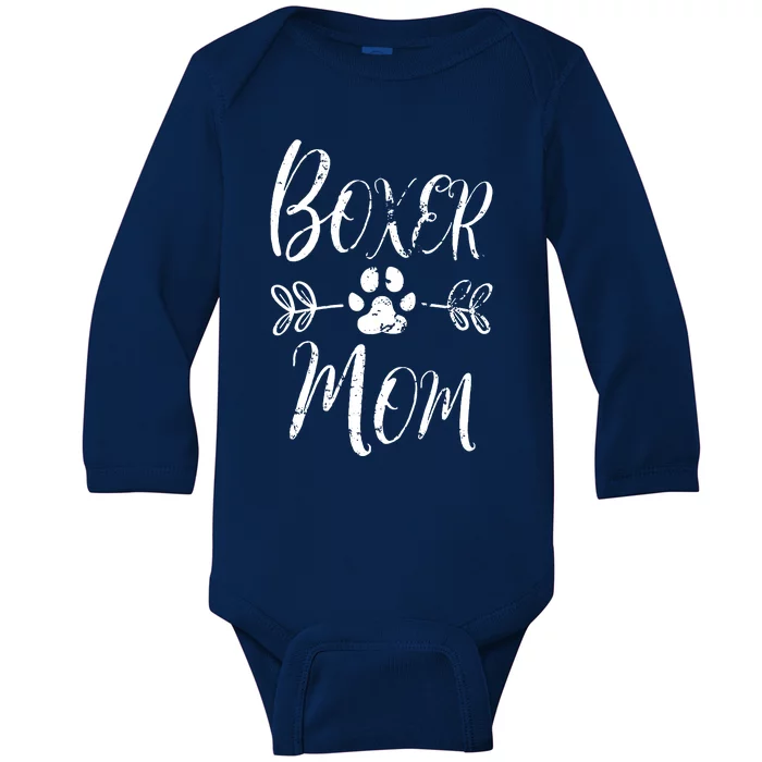 Boxer Mom Boxer Dog Lover Owner Funny Boxer Dog Mom Baby Long Sleeve Bodysuit