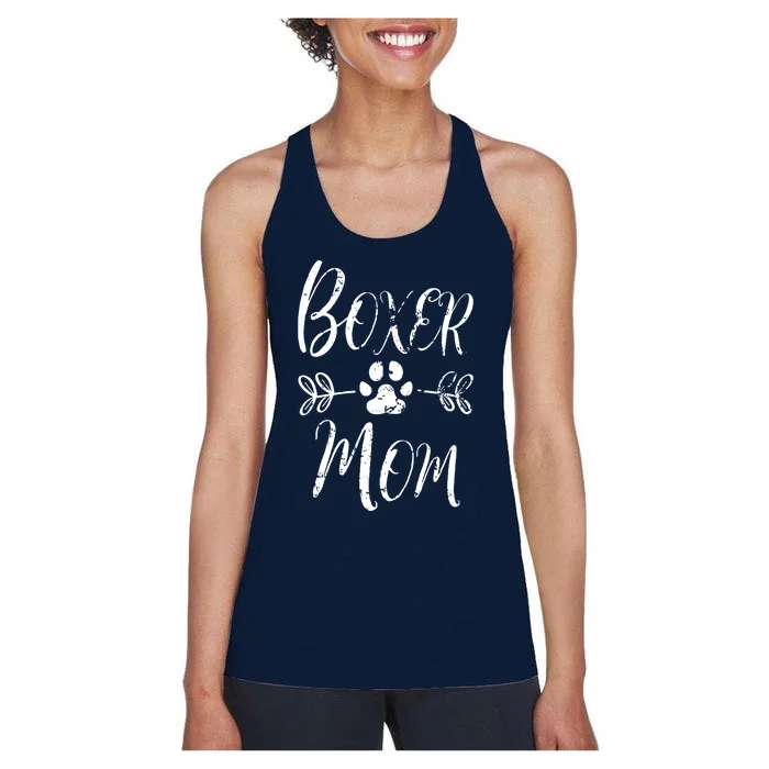 Boxer Mom Boxer Dog Lover Owner Funny Boxer Dog Mom Women's Racerback Tank