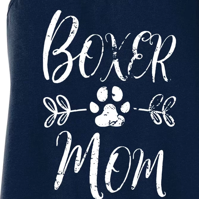 Boxer Mom Boxer Dog Lover Owner Funny Boxer Dog Mom Women's Racerback Tank