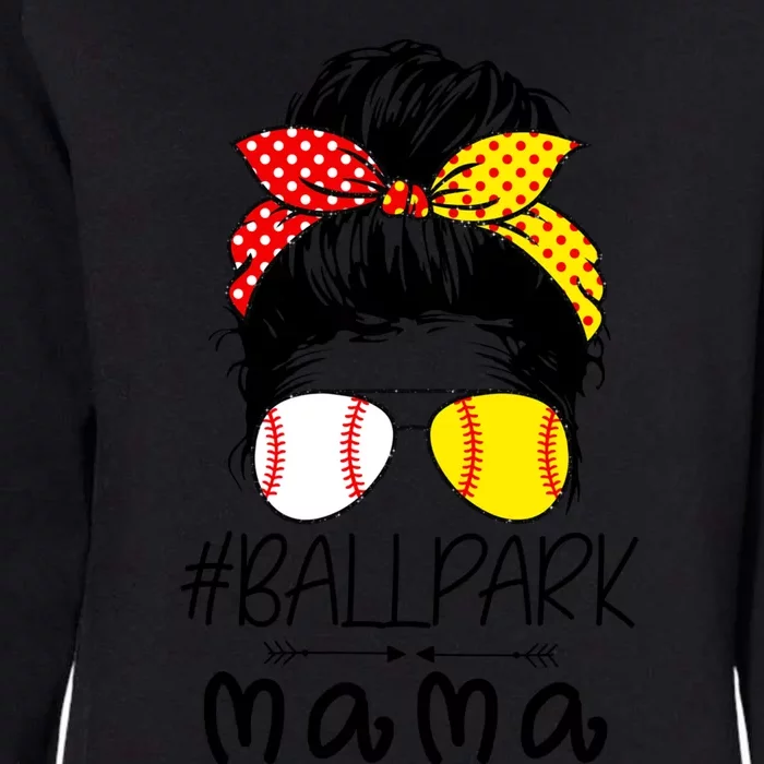 Ballpark Mama Baseball Softball Mother's Day Mom Messy Bun Funny Gift Womens California Wash Sweatshirt