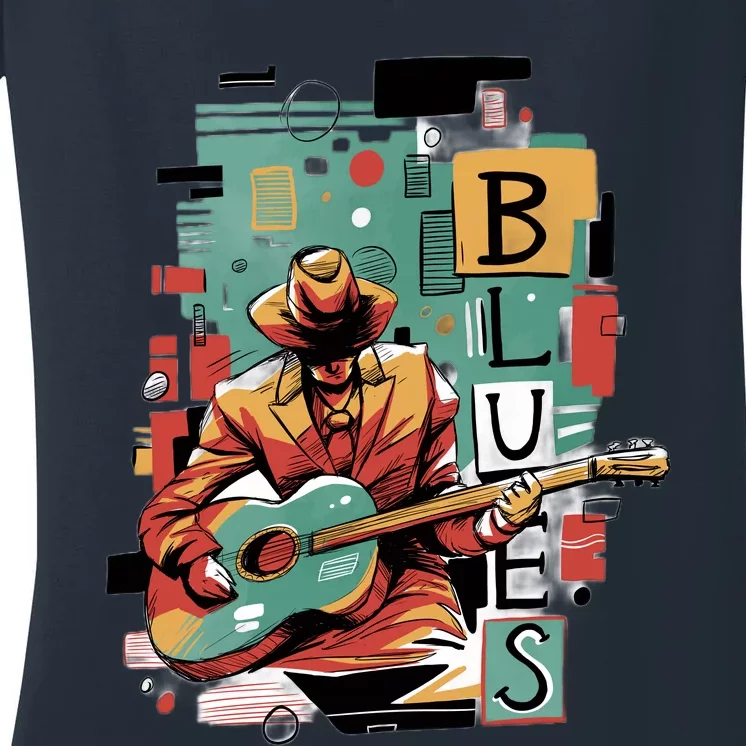 Blues Music Women's V-Neck T-Shirt