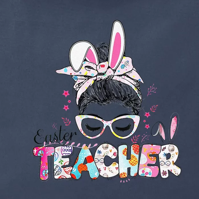 Bunny Messy Bun Easter Teacher Easter Day Women Zip Tote Bag