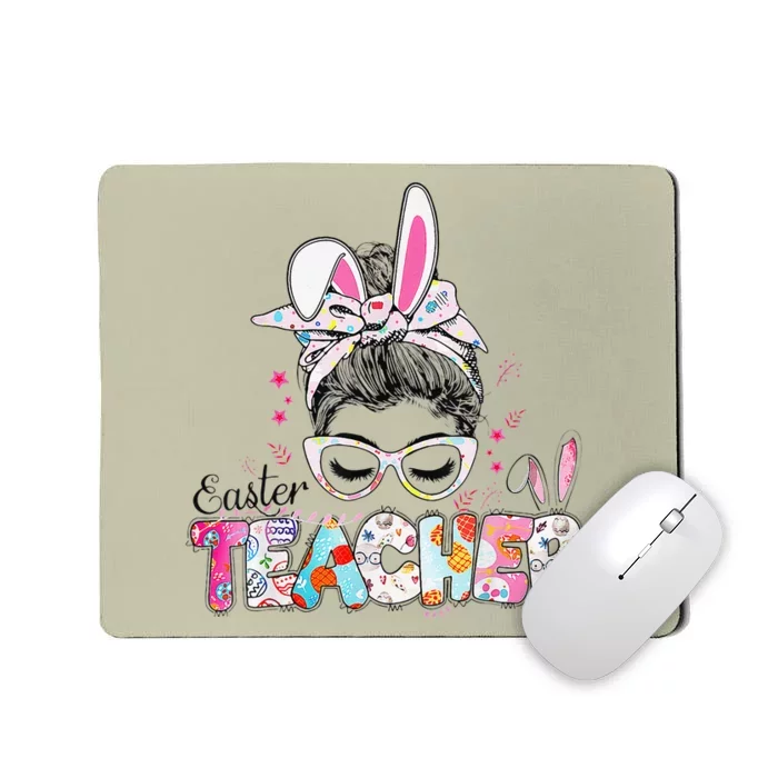 Bunny Messy Bun Easter Teacher Easter Day Women Mousepad