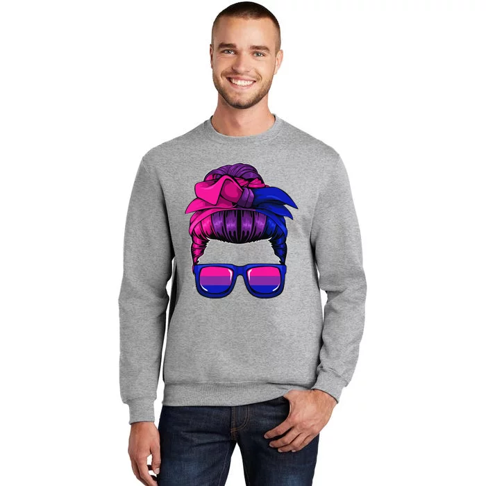 Bisexual Messy Bun LGBTQ Cool Subtle Bi Pride Flag Colors Tall Sweatshirt