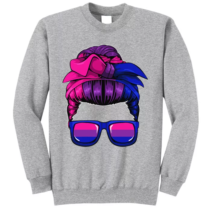 Bisexual Messy Bun LGBTQ Cool Subtle Bi Pride Flag Colors Tall Sweatshirt