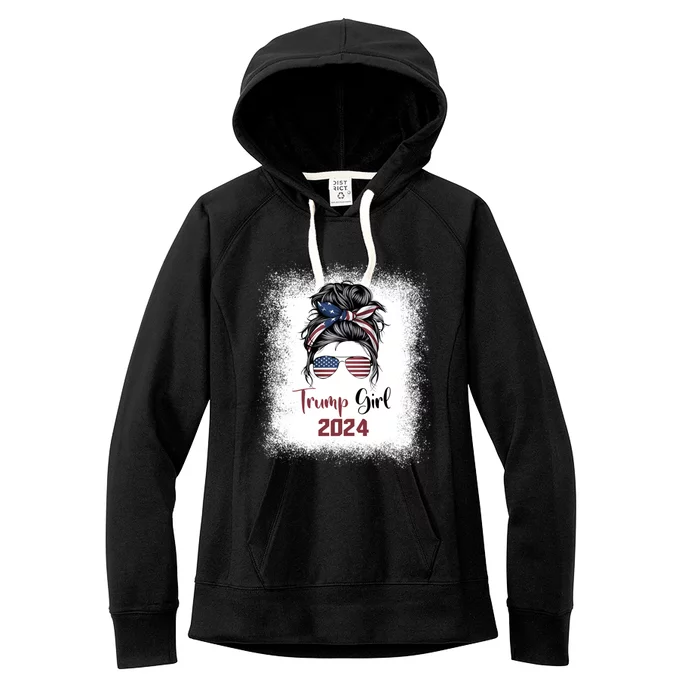 Bleached Messy Bun Trump Gift Women's Fleece Hoodie