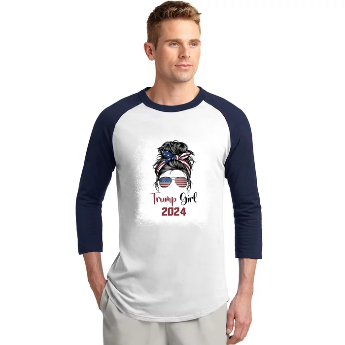 Bleached Messy Bun Trump Gift Baseball Sleeve Shirt