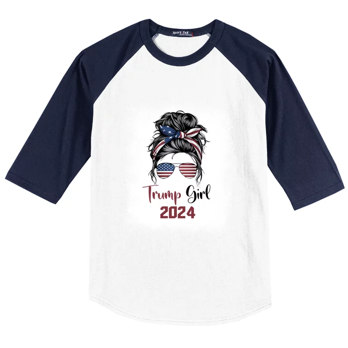 Bleached Messy Bun Trump Gift Baseball Sleeve Shirt