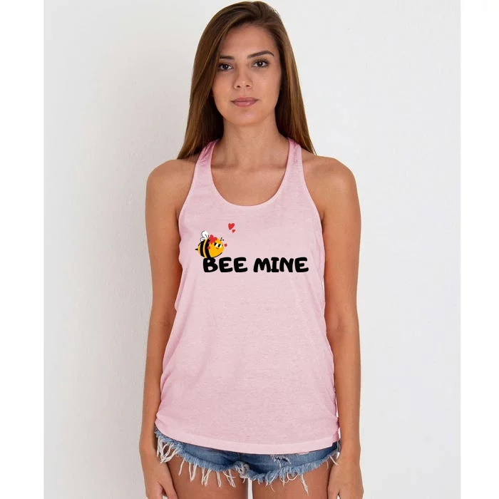 Bee Mine Bees Valentine Women's Knotted Racerback Tank