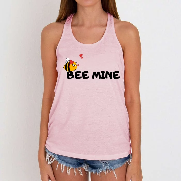 Bee Mine Bees Valentine Women's Knotted Racerback Tank