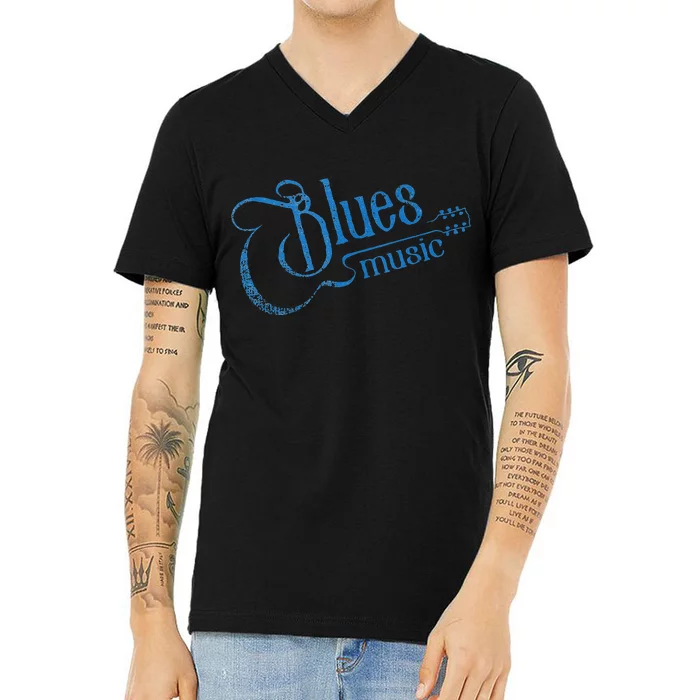 Blues Music Blues Lover Musician Guitarist Guitar Player V-Neck T-Shirt