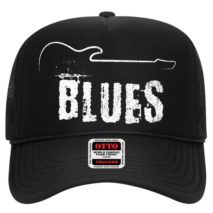 Blues Music Blues Guitar Vintage High Crown Mesh Trucker Hat