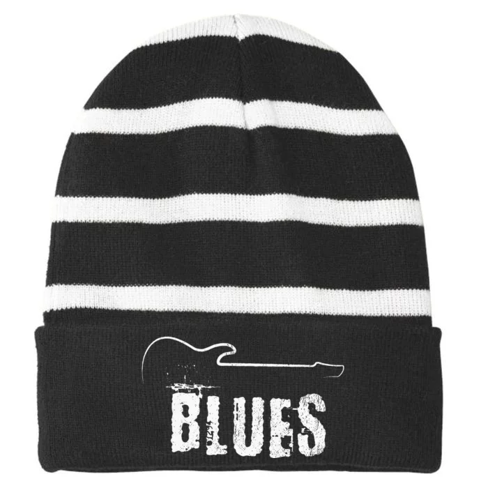 Blues Music Blues Guitar Vintage Striped Beanie with Solid Band