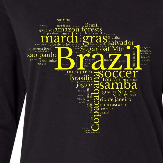 Brazil Map Brazilian Soccer Copacabana Brasil Men Women Gift Womens Cotton Relaxed Long Sleeve T-Shirt