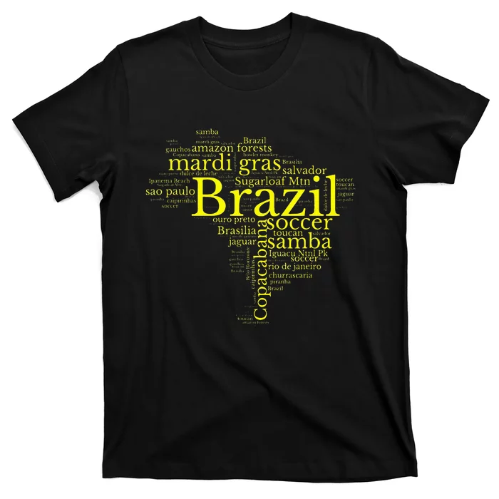 Brazil Map Brazilian Soccer Copacabana Brasil Men Women Gift T-Shirt