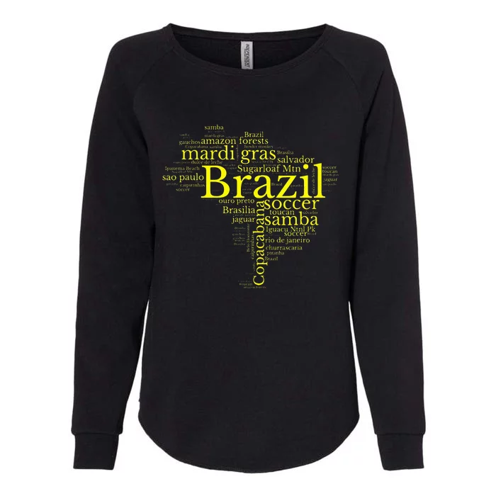 Brazil Map Brazilian Soccer Copacabana Brasil Men Women Gift Womens California Wash Sweatshirt