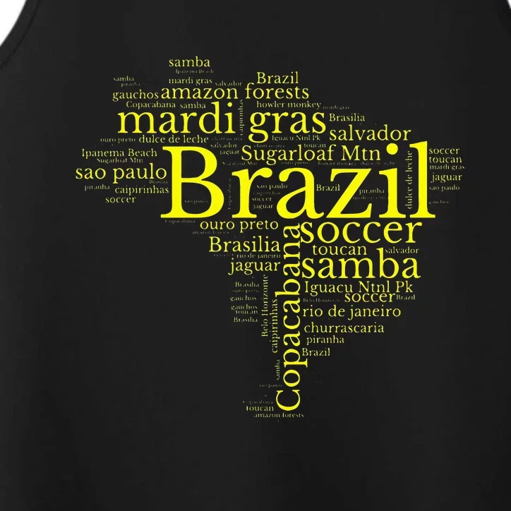 Brazil Map Brazilian Soccer Copacabana Brasil Men Women Gift Performance Tank