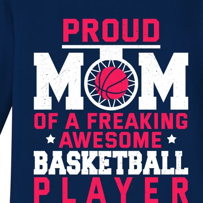 Basketball Mom Bball Player Mother Theme Quote Great Gift Baby Long Sleeve Bodysuit