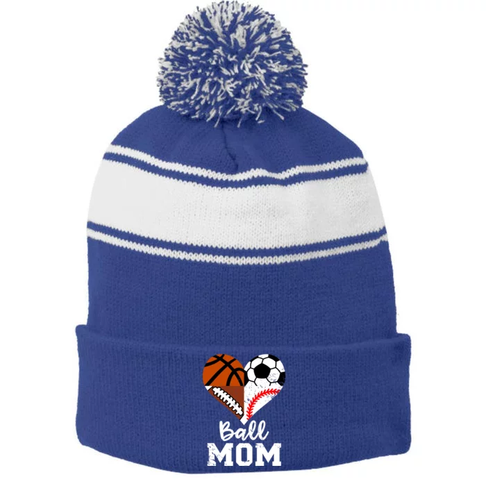 Baseball Mom Basketball Football Gift Stripe Pom Pom Beanie