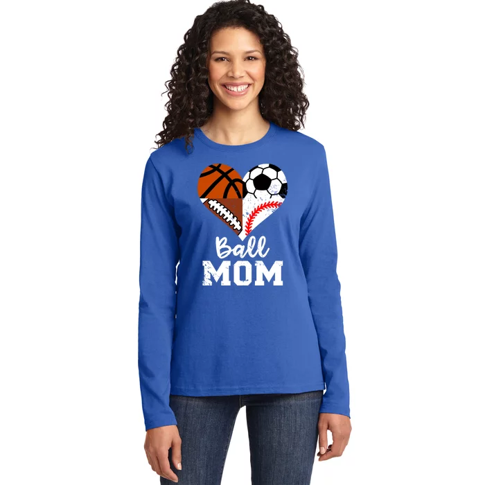 Baseball Mom Basketball Football Gift Ladies Long Sleeve Shirt