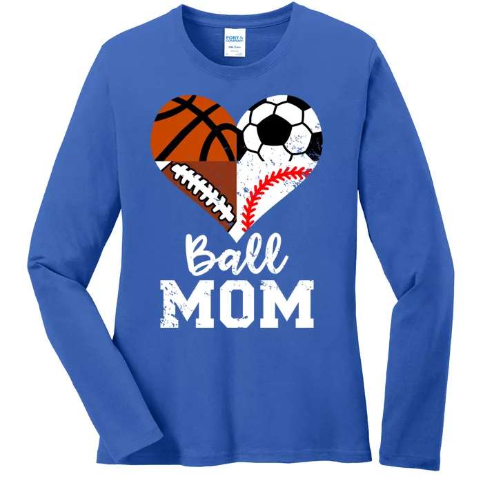 Baseball Mom Basketball Football Gift Ladies Long Sleeve Shirt