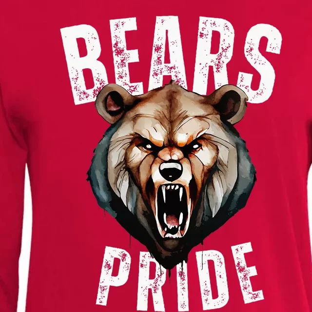 Bears Mascot Back To School Spirit Pride Sport Fans Game Day Womens Cotton Relaxed Long Sleeve T-Shirt