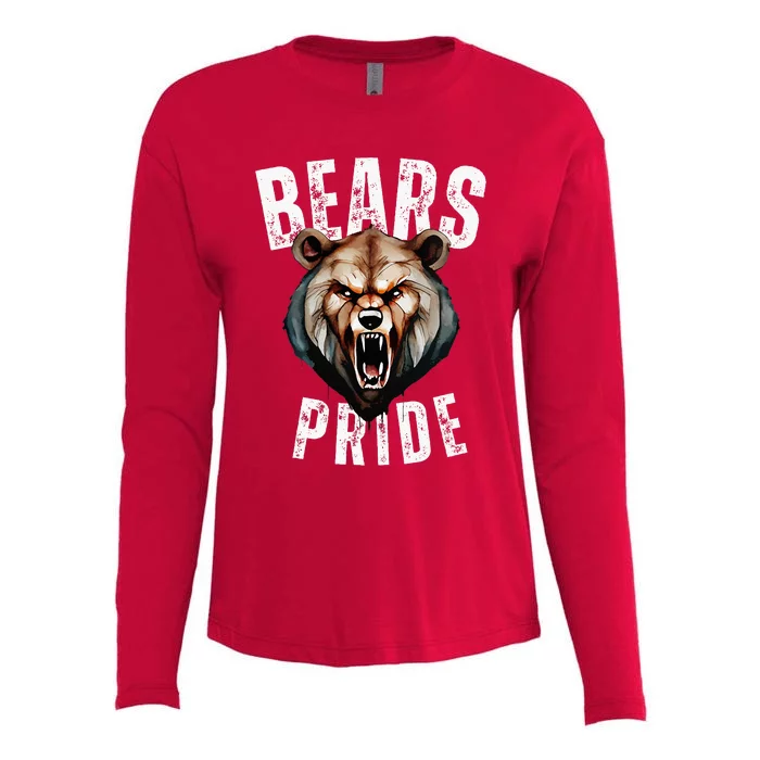 Bears Mascot Back To School Spirit Pride Sport Fans Game Day Womens Cotton Relaxed Long Sleeve T-Shirt