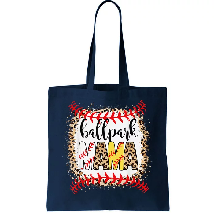 Ballpark Mama Ball Happy MotherS Day Leopard Bleached Tote Bag