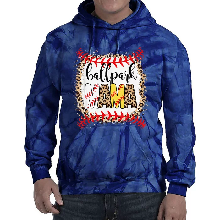 Ballpark Mama Ball Happy MotherS Day Leopard Bleached Tie Dye Hoodie