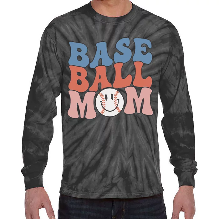 Baseball Mom Baseball Mom For Mother's Day Baseball Mama Matching Family Tie-Dye Long Sleeve Shirt