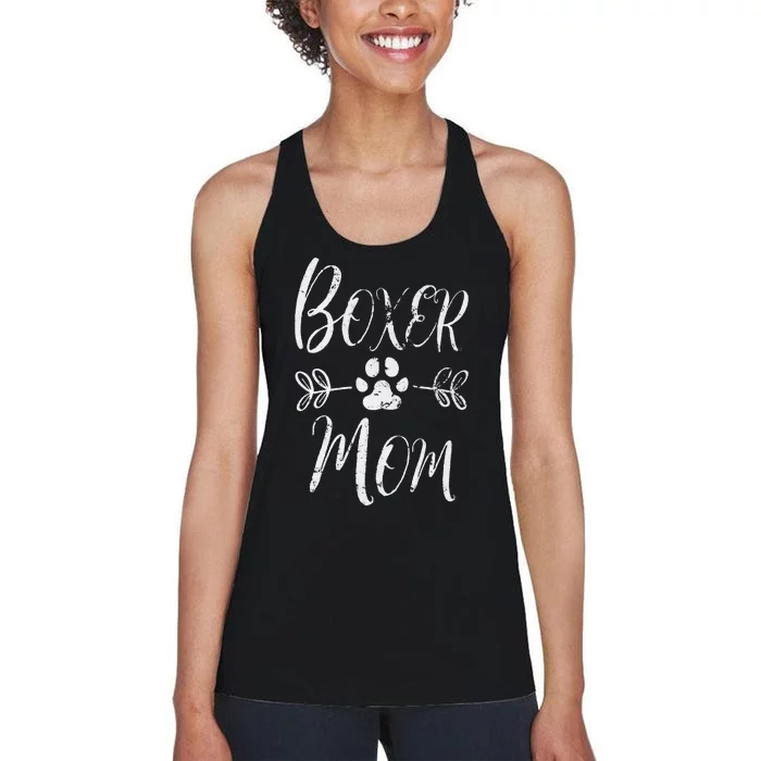 Boxer Mom Boxer Dog Lover Owner Funny Boxer Dog Mom Women's Racerback Tank